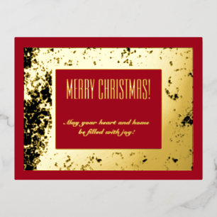 Frohe Weihnachten schick rotes Gold und schwarz Folien Feiertagspostkarte