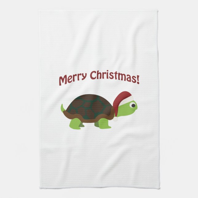 Frohe Weihnachten! Schildkröte Geschirrtuch (Vertikal)