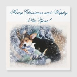 Frohe Weihnachten schlafend Corgi Welpe Magnetkarte