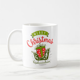 Frohe Weihnachten Schlitten Geschenk Rot Grün Xmas Kaffeetasse