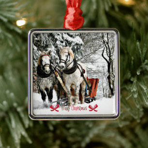 Frohe Weihnachten! Schlittenfahrt im Land Ornament Aus Metall