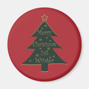 Frohe Weihnachten schmückt Kiefernbaum Magnet