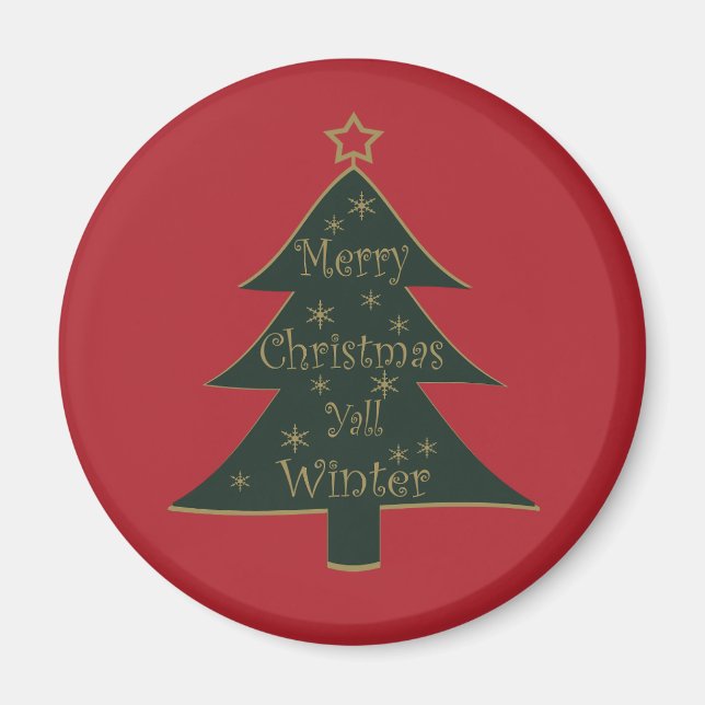 Frohe Weihnachten schmückt Kiefernbaum Magnet (Vorne)