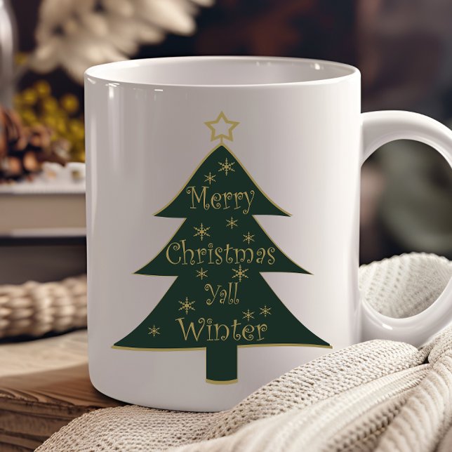 Frohe Weihnachten schmückt Kiefernbaum Tasse (Von Creator hochgeladen)