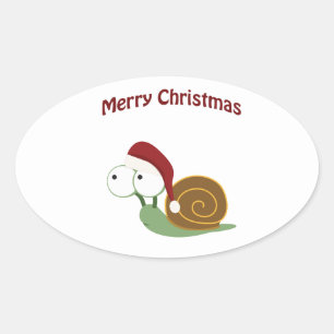 Frohe Weihnachten! Schnecke Ovaler Aufkleber