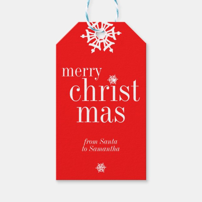 Frohe Weihnachten Schneebedeckt Geschenkanhänger (Vorderseite)