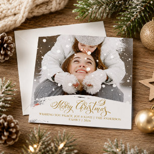 Frohe Weihnachten Schneefall-Overlay-Foto Schrift