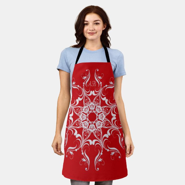 Frohe Weihnachten. Schneeflocke. Monogrammm. Schür Schürze (Getragen)