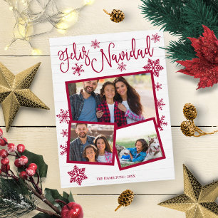 Frohe Weihnachten Schneeflocke Rustikal 3 Fotos We Postkarte
