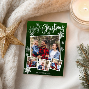 Frohe Weihnachten Schneeflocke Rustikal 4 Fotos Postkarte