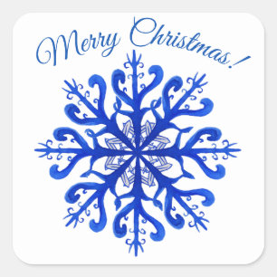 Frohe Weihnachten Schneeflocken Aufkleber