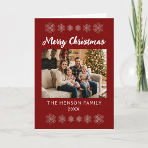 Frohe Weihnachten Schneeflocken Familienfoto Feier Karte