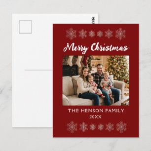 Frohe Weihnachten Schneeflocken Familienfoto Feier Postkarte