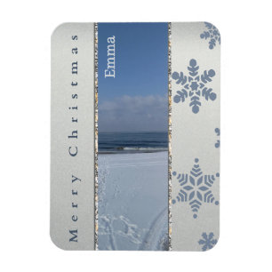 Frohe Weihnachten Schneeflocken Monogramm Magnet