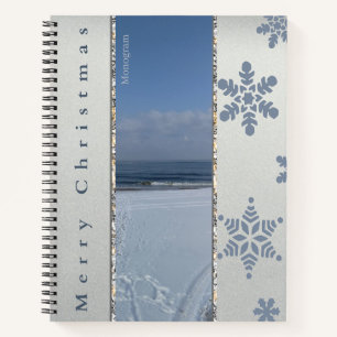 Frohe Weihnachten Schneeflocken Monogramm Notizbuc Notizbuch