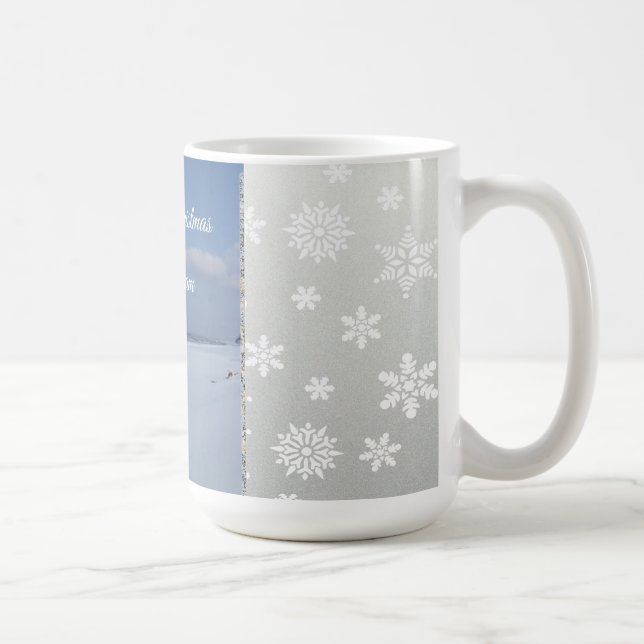 Frohe Weihnachten Schneeflocken Monogramm Tasse  (Rechts)