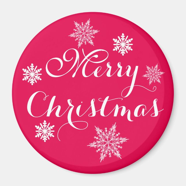 Frohe Weihnachten Schneeflocken Red Magnet (Vorne)