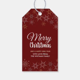 Frohe Weihnachten Schneeflocken Rot Geschenkanhänger