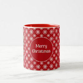 Frohe Weihnachten Schneeflocken Rot Weiß Individue Zweifarbige Tasse