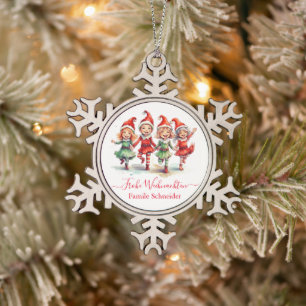 Frohe Weihnachten Schneeflocken Zinn-Ornament