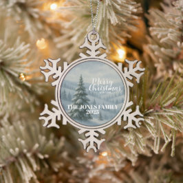 Frohe Weihnachten Schneeflocken Zinn-Ornament