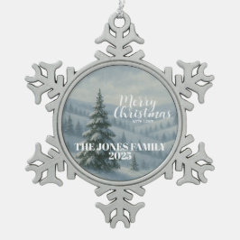 Frohe Weihnachten Schneeflocken Zinn-Ornament