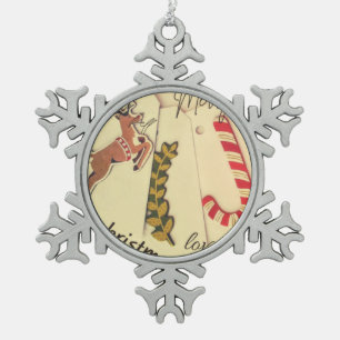 Frohe Weihnachten Schneeflocken Zinn-Ornament