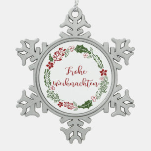 Frohe Weihnachten Schneeflocken Zinn-Ornament