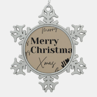 Frohe Weihnachten Schneeflocken Zinn-Ornament