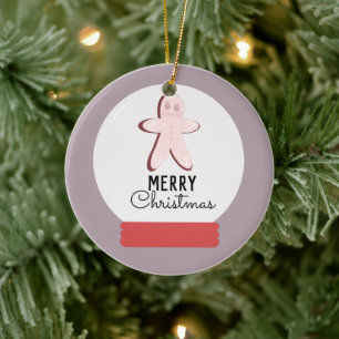 Frohe Weihnachten Schneekugel Lebkuchen Keramik Ornament