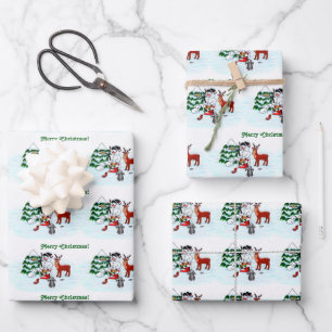 Frohe Weihnachten! Schneemann mit Freunden Geschenkpapier Set