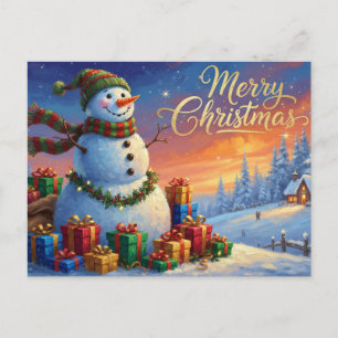 Frohe Weihnachten Schneemann mit Weihnachtsgeschen