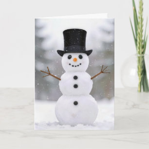 Frohe Weihnachten Schneemann mit Zylinder Karte