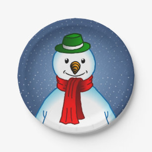 Frohe Weihnachten Schneemann Pappteller