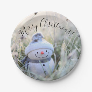 Frohe Weihnachten Schneemann Party Papier Teller