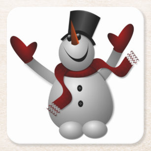"FROHE WEIHNACHTEN" SCHNEEMANN RECHTECKIGER PAPPUNTERSETZER