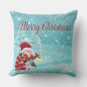Frohe Weihnachten, Schneemann, Santa Hut Kissen