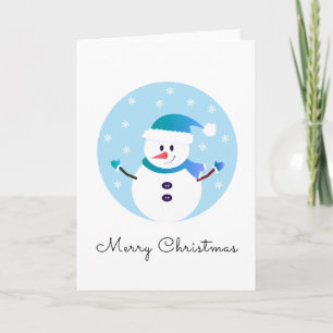 Frohe Weihnachten Schneemann Schneeflocken Karte