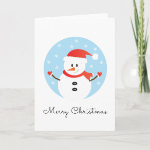 Frohe Weihnachten Schneemann Schneeflocken Rot Karte