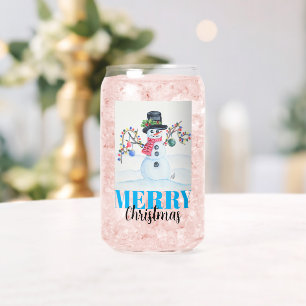 Frohe Weihnachten Schneemann Trinkset Dosenglas