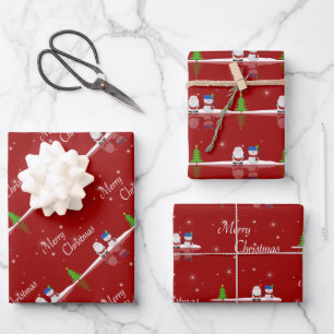 Frohe Weihnachten Schneemann und Santa Geschenkpapier Set