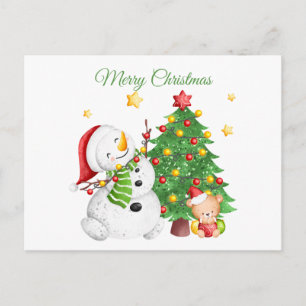 Frohe Weihnachten Schneemann und Teddybär