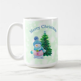 Frohe Weihnachten, Schneemann und Weihnachtsbaum Kaffeetasse