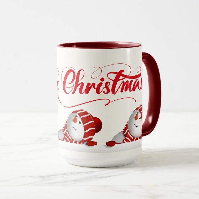 Frohe Weihnachten Schneemänner  Tasse (VorderseiteRechts)