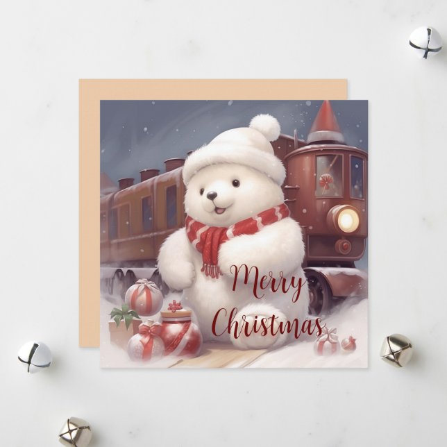 Frohe Weihnachten - Schnelle Polar Bear and Train  (Vorderseite/Rückseite Beispiel)