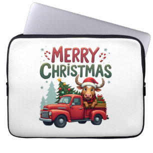 Frohe Weihnachten Schottische Highland-Kuh Weihnac Laptopschutzhülle