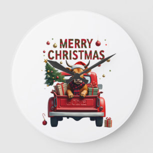 Frohe Weihnachten Schottischer Highland-Kuh Weihna Große Wanduhr