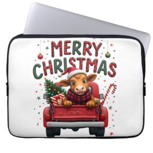 Frohe Weihnachten Schottischer Highland-Kuh Xmas-F Laptopschutzhülle