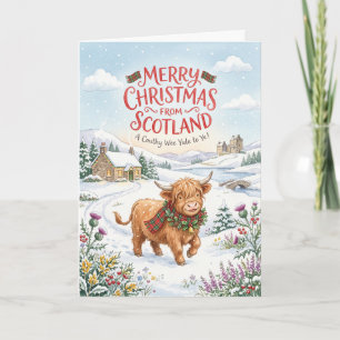 Frohe Weihnachten Schottland Highland-Kuh-Karte Karte