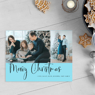 Frohe Weihnachten Schrift 2 Foto Feiertag Blau Postkarte